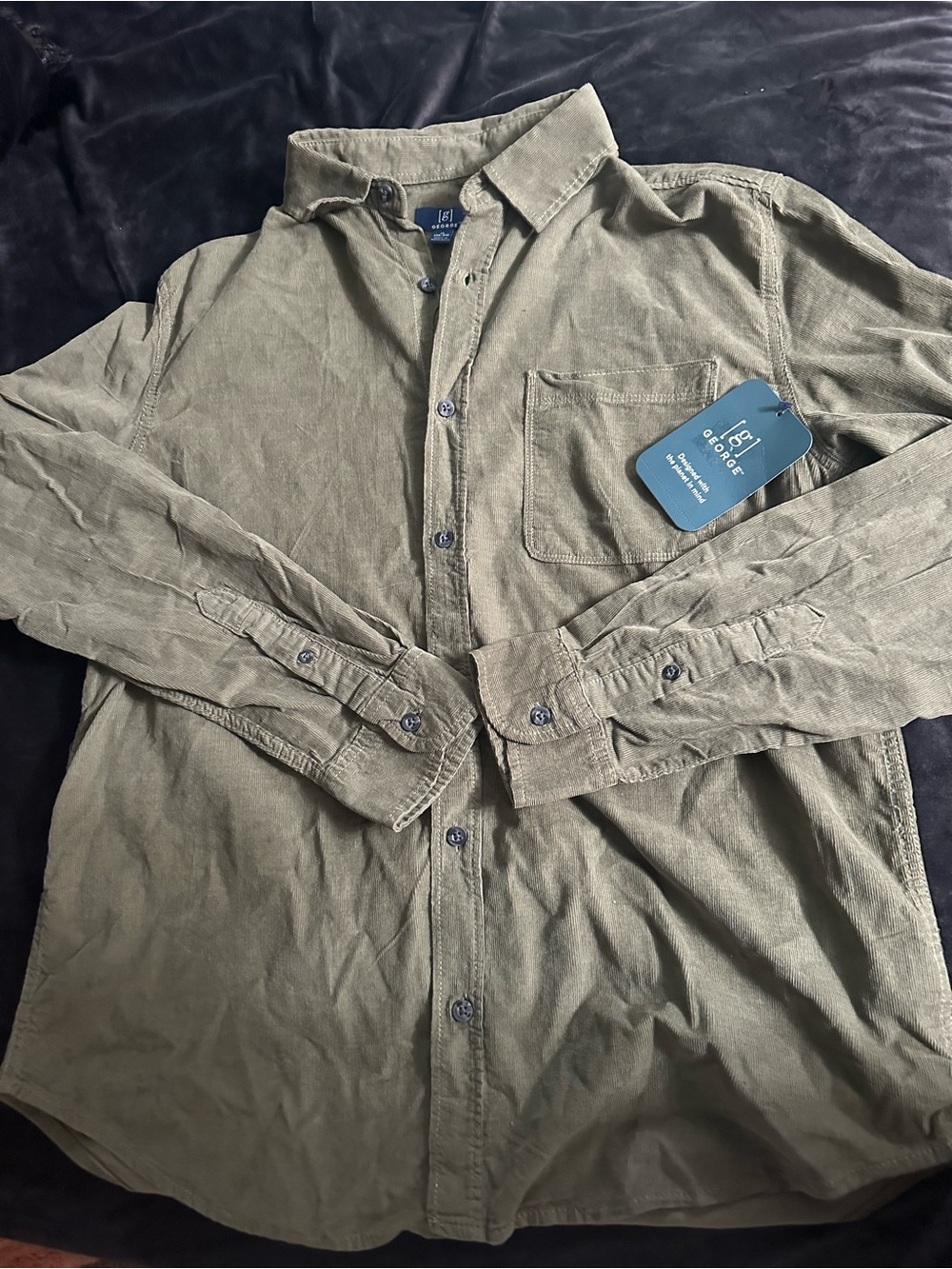 George Olive Green Long-Sleeve Button-Up Shirt